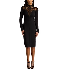 Tadashi Shoji Ebony Deep V Illusion Dress