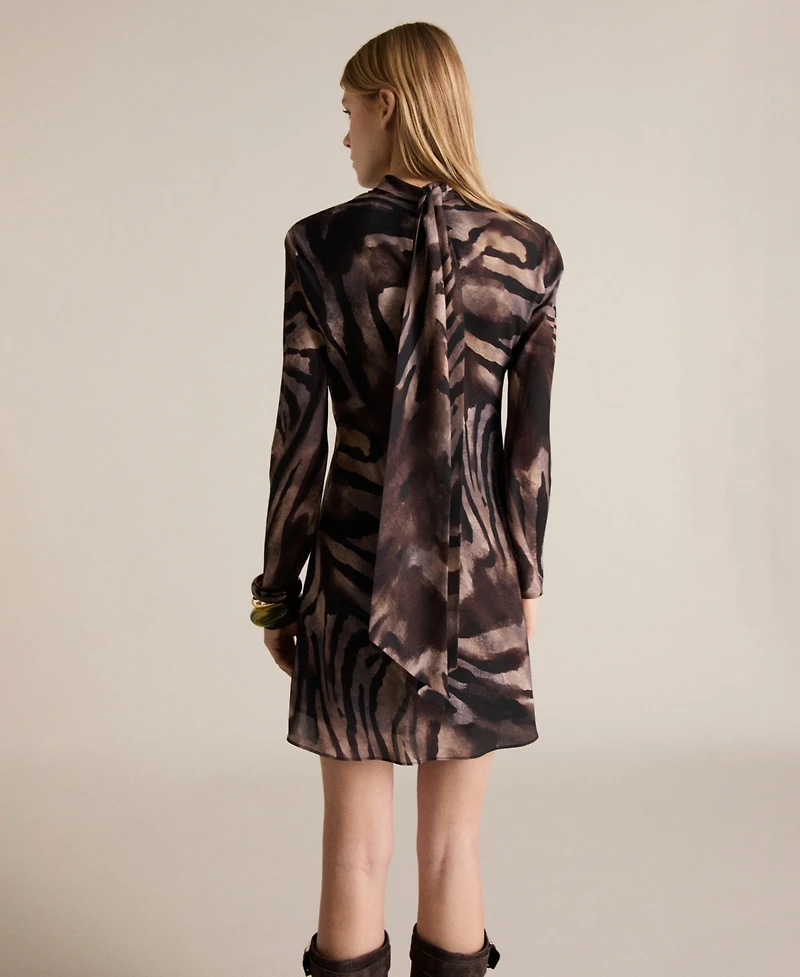 Mango Women's Short Satin Animal Print Dress