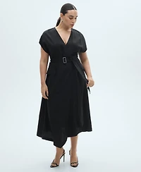 Mango Women's Asymmetrical Belted Dress