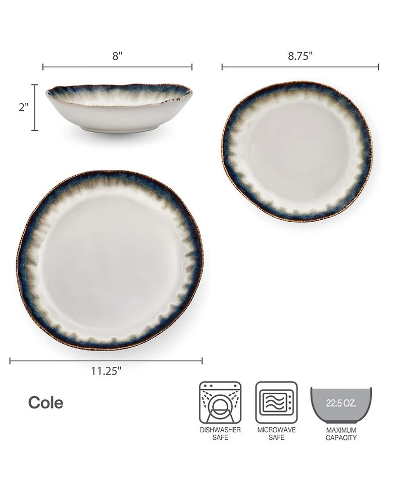 Mikasa Cole 12-Piece Dinnerware Set, Service for 4
