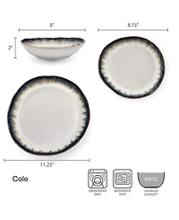 Mikasa Cole 12-Piece Dinnerware Set, Service for 4