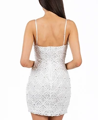 Alex & Sophia Juniors' Embellished Soutache Bodycon Dress