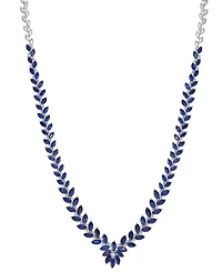 Effy Sapphire (12-1/5 ct. t.w.) & Diamond (1/2 ct. t.w.) V-Shape 18" Collar Necklace in 14k White Gold