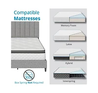 Leah Linen Upholstered Platform Bed Frame with Adjustable Headboard - Boyd Sleep, 13 slat support