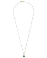 Emerald (1-1/20 ct. t.w.) & Diamond (1/20 ct. t.w.) Flower Pendant Necklace & Drop Earrings Set in 14k Gold over Sterling Silver