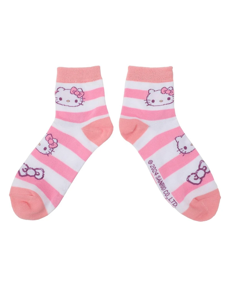 Hello Kitty Women's Friends Character Print 3-Pair Casual Quarter Crew Socks
