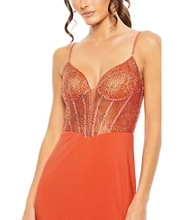 Mac Duggal Women's Sweetheart Mesh Embellished Gown