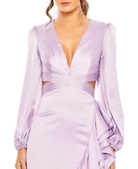 Mac Duggal Women's Cut Out Asymmetrical Ruffled Gown