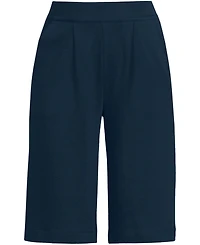 Lands' End Women's Sport Knit High Rise Pleated 12" Bermuda Shorts