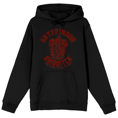 Harry Potter Big & Tall Gryffindor Quidditch Crest Long Sleeve Black Adult Hooded Sweatshirt-4XL