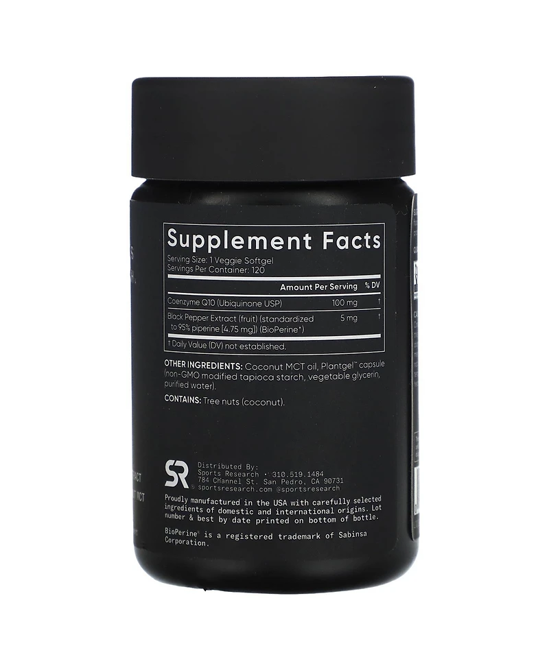 Sports Research CoQ10 Usp Grade with BioPerine 100 mg