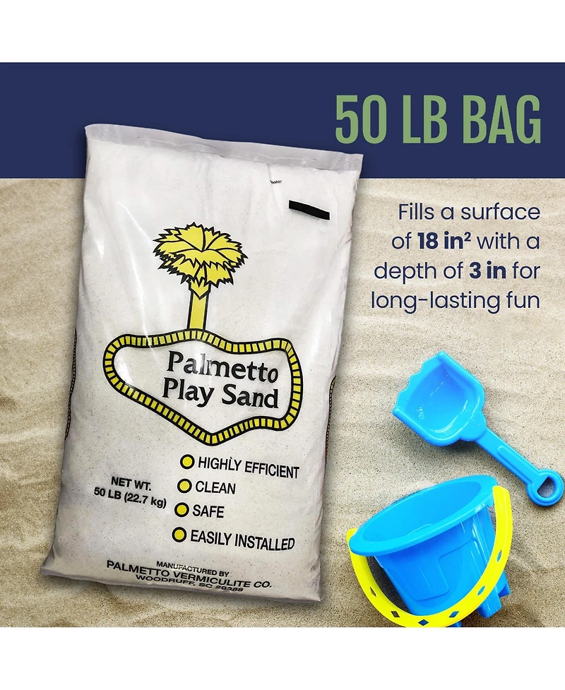 Palmetto Natural Play Sand for Sand Box, Play Areas, & Home Decor, 50 Lb, Creme