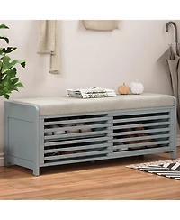 Streamdale Distressed Shutter Storage Bench with Acacia Veneer for Retro Charm for Living Room