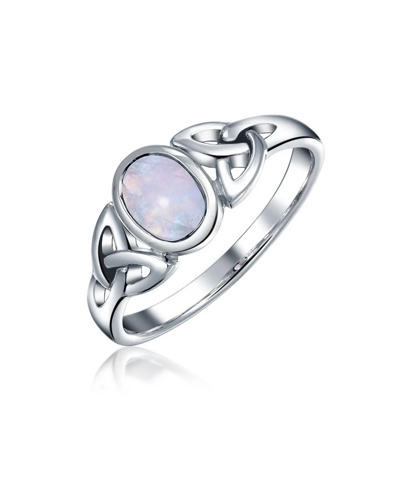 Bling Jewelry Oval Moonstone Amethyst Blue Topaz Bff Sorority Sister Friendship Celtic Trinity Knot Triquetra Ring .925 Sterling Silver