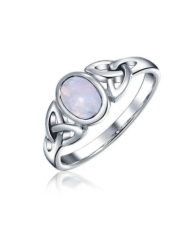 Bling Jewelry Oval Moonstone Amethyst Blue Topaz Bff Sorority Sister Friendship Celtic Trinity Knot Triquetra Ring .925 Sterling Silver