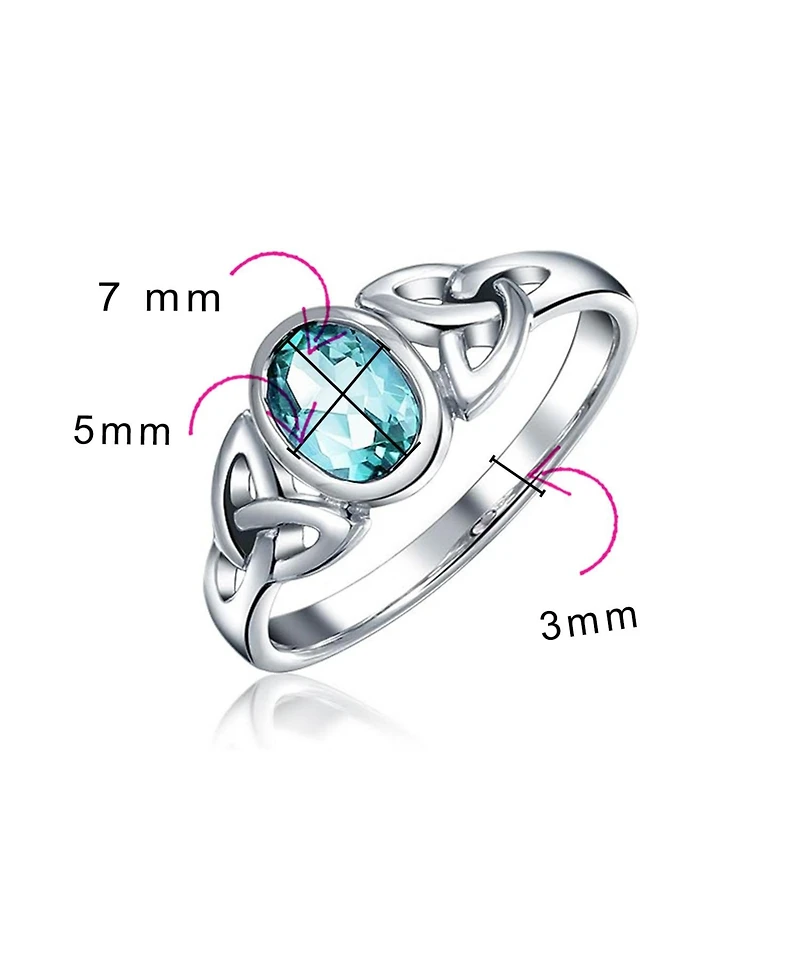 Bling Jewelry Oval Moonstone Amethyst Blue Topaz Bff Sorority Sister Friendship Celtic Trinity Knot Triquetra Ring .925 Sterling Silver