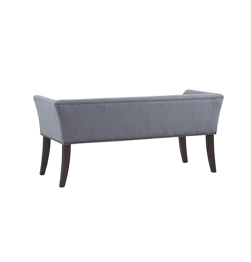 Upholstered Accent Bench with Nailhead Trim and Solid Wood Legs-The Pop Home