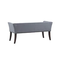 Upholstered Accent Bench with Nailhead Trim and Solid Wood Legs-The Pop Home