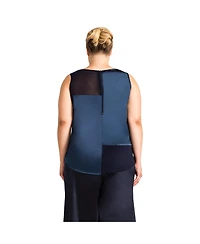 Plus Women's Sateen and Chiffon Sleeveless Shirt