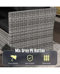 Gymax Set of 7 Dining Furniture Set Pe Rattan Sectional Sofa Set Patio