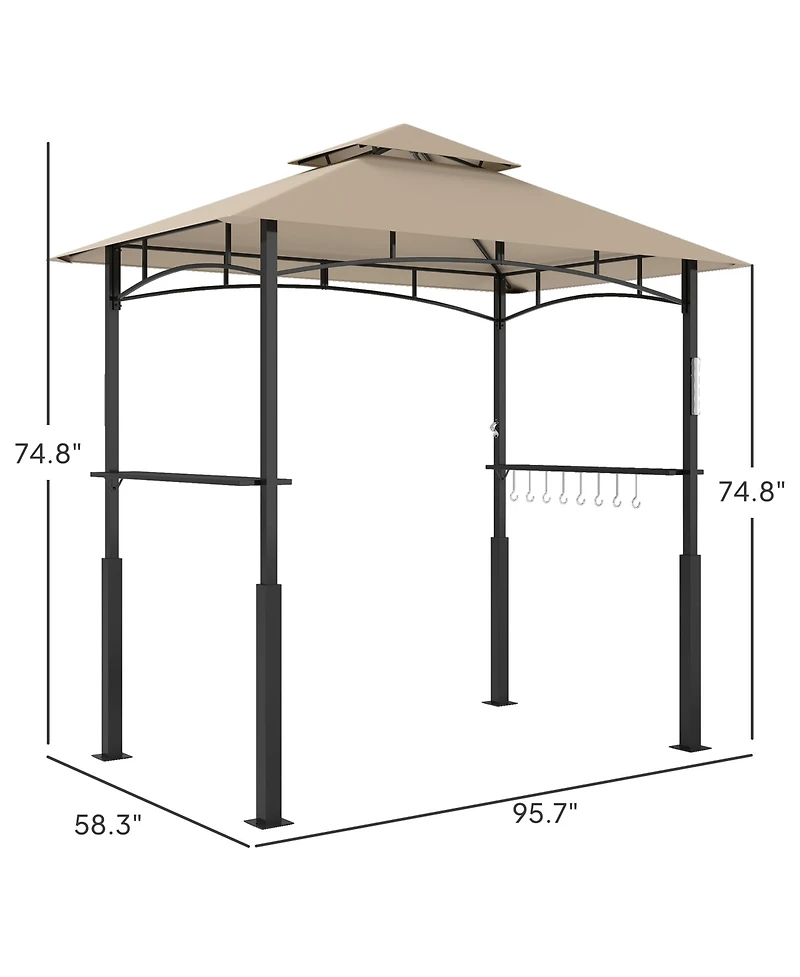 Outsunny 8' x 5' Grill Gazebo, 2-Tier Outdoor Bbq Gazebo,