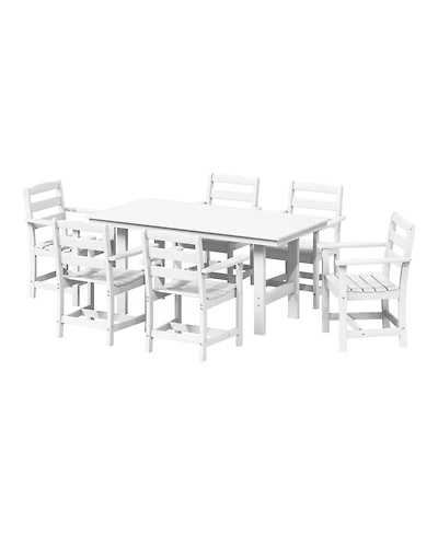 7-Piece Hdpe Outdoor Rectangular Patio Dining Table Set
