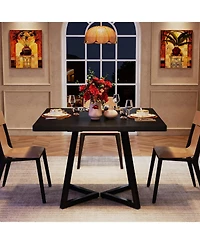 Tribesigns Square Dining Table for 4, 31.5" Industrial Dinner with Metal Base, Wood Kitchen Room, Small Space, Apartment