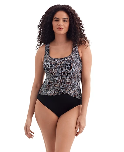 Longitude by Mimi Flamingo Women's Brushpainter Twist Pull Sash Tank One Piece Swimsuit