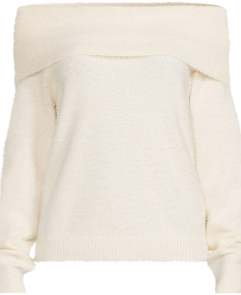 Lands' End Women's Eyelash Off Shoulder Sweater