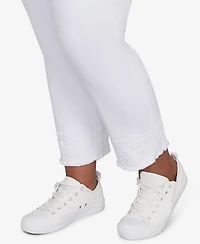 Ruby Rd. Plus Size Embroidered Extra Stretch White Denim Jeans