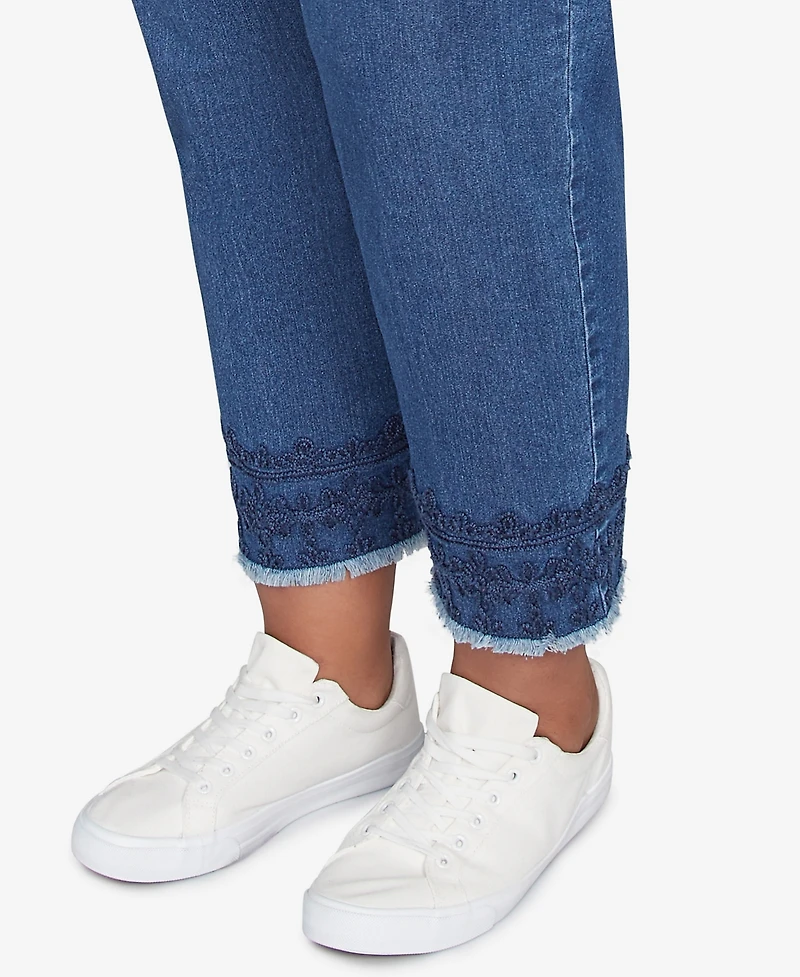 Ruby Rd. Plus Size Embroidered Extra Stretch Dark Denim Jeans