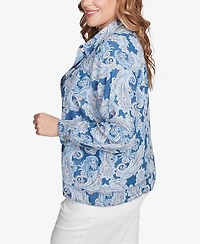 Ruby Rd. Plus Baroque Paisley Soft Button Collared Jacket