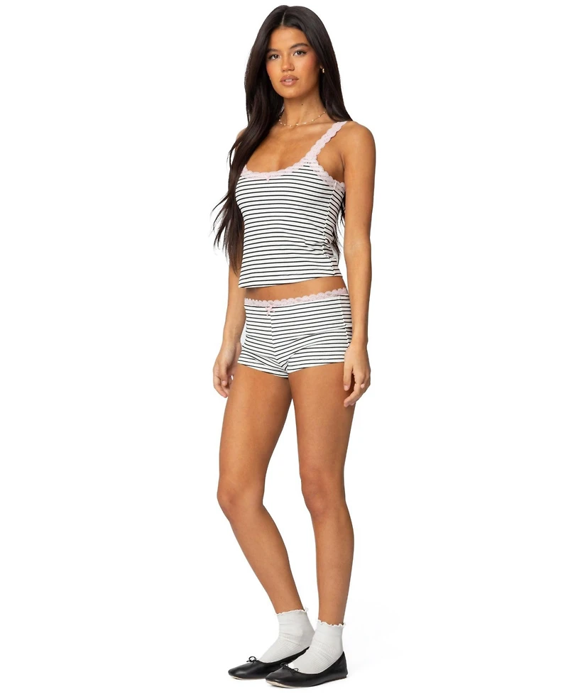 Edikted Womens Sofi Striped Ribbed Tank Top