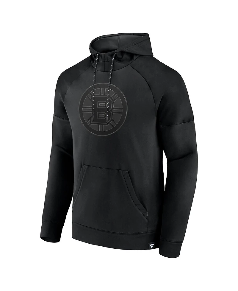 Fanatics Men's Boston Bruins Black Ice Defender Raglan Pullover Hoodie