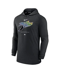 Men's Nike Heather Black Tampa Bay Rays Authentic Collection Early Work Tri-Blend Performance Pullover Hoodie