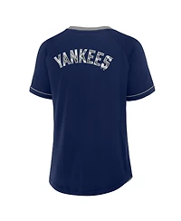 Fanatics Women's Navy New York Yankees League Diva Star Raglan V-Neck T-Shirt