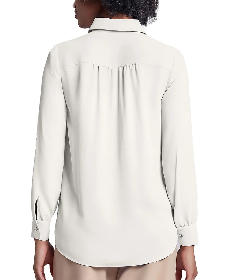 Long Sleeve Shirttail Side Button Popover Tunic