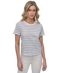 Dkny Jeans Petite Striped Crewneck T-Shirt