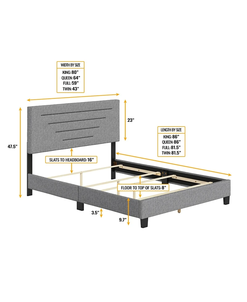 Cordoba Linen Upholstered Platform Bed Frame with Adjustable Headboard
