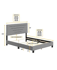 Cordoba Linen Upholstered Platform Bed Frame with Adjustable Headboard
