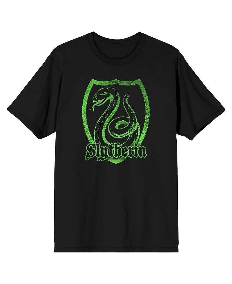 Harry Potter Big & Tall Slytherin Logo Specialty Soft Hand Print Black Tee T-Shirt Shirt-4XL