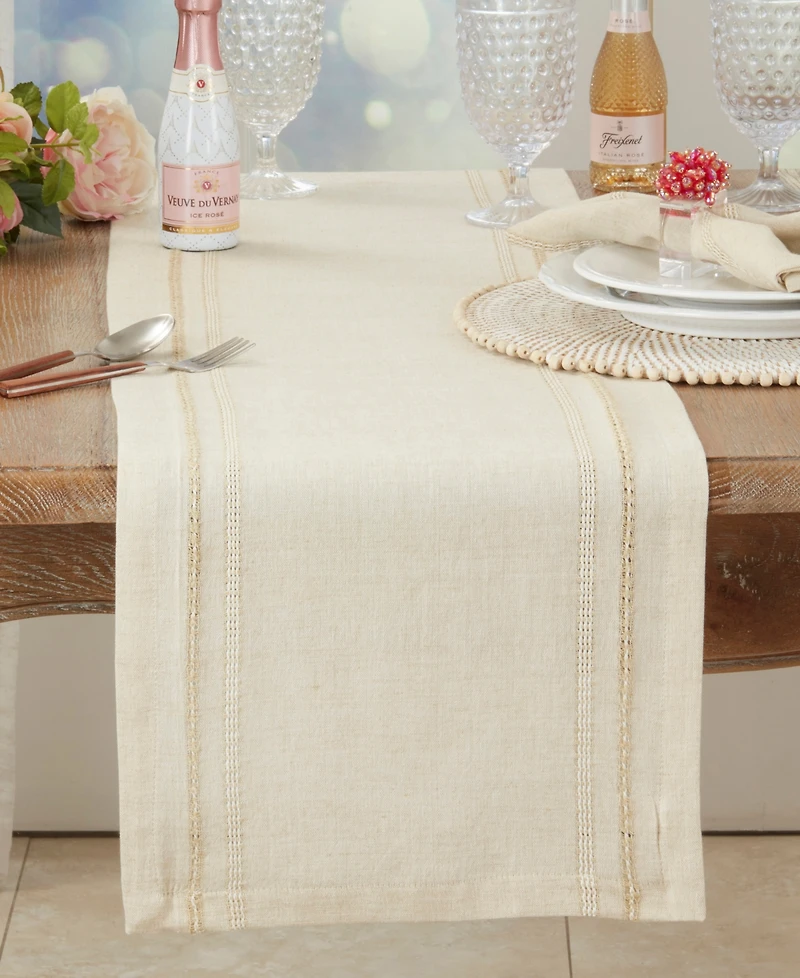 Saro Lifestyle Leno Stripe Elegance Table Runner, 13" x 72"