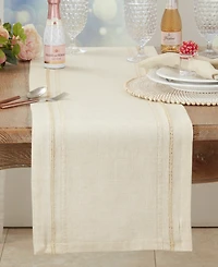 Saro Lifestyle Leno Stripe Elegance Table Runner, 13" x 72"
