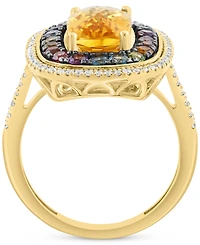 Effy Multi-Gemstone (3-5/8 ct. t.w.) & Diamond (1/3 ct. t.w.) Halo Ring in 14k Gold
