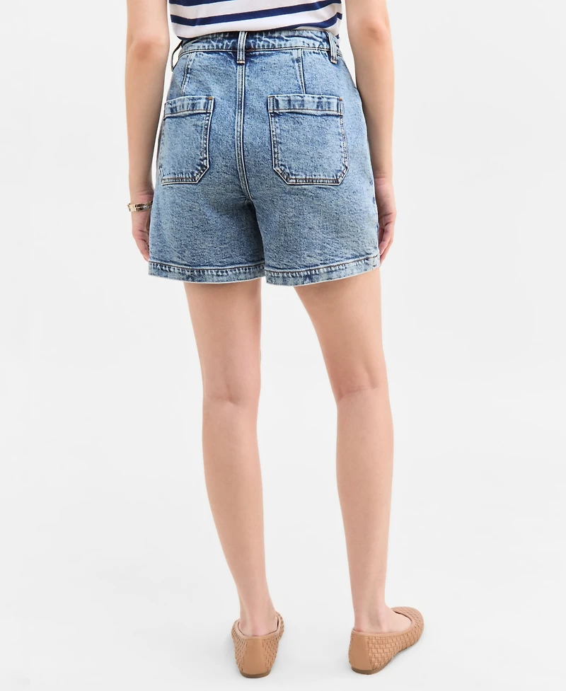 On 34th Women's High Rise Utility Midi Denim Shorts, Exclusively at Macy's