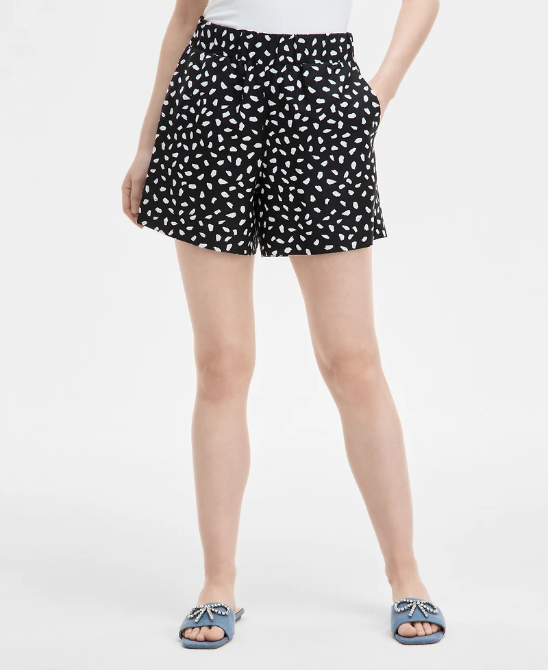 On 34th Women's Paint Dot Linen-Blend Pull-On Shorts, Exclusively at Macy's
