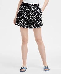 On 34th Women's Paint Dot Linen-Blend Pull-On Shorts, Exclusively at Macy's