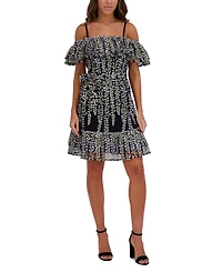 kensie Women's Embroidered Off-The-Shoulder Dress