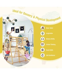 8-in-1 Wooden Jungle Gym Playset with Slide and Monkey Bars For Outdoor Play