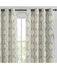 Hlc.me Liam Ogee Ikatt Damask Patterned Window Grommet Curtains Bedroom - Light Blocking Darkening Window Panels, Set of 2 (Grey